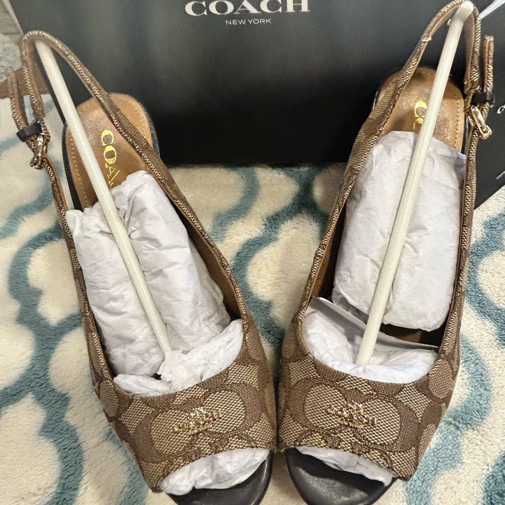 Coach Chestnut Slingback Heels